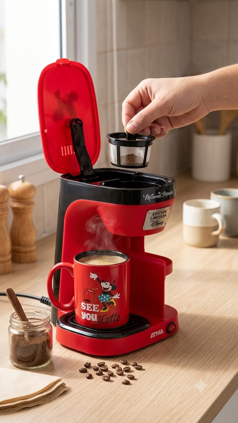 CAFETERA PERSONAL ATMA MINNIE CON TAZA