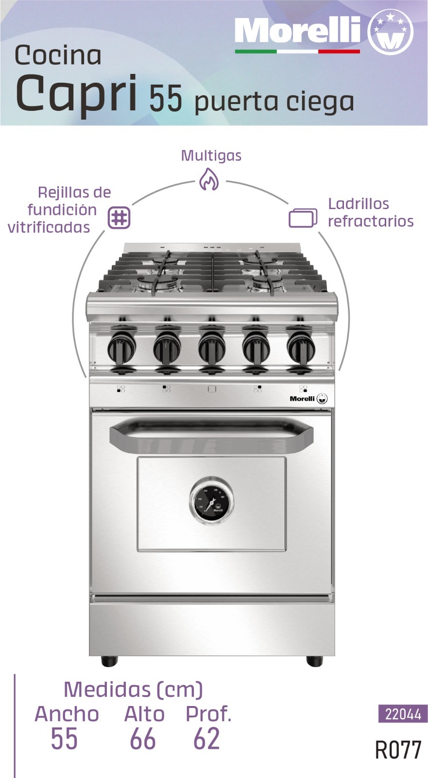COCINA MORELLI CAPRI 55 PUERTA CIEGA