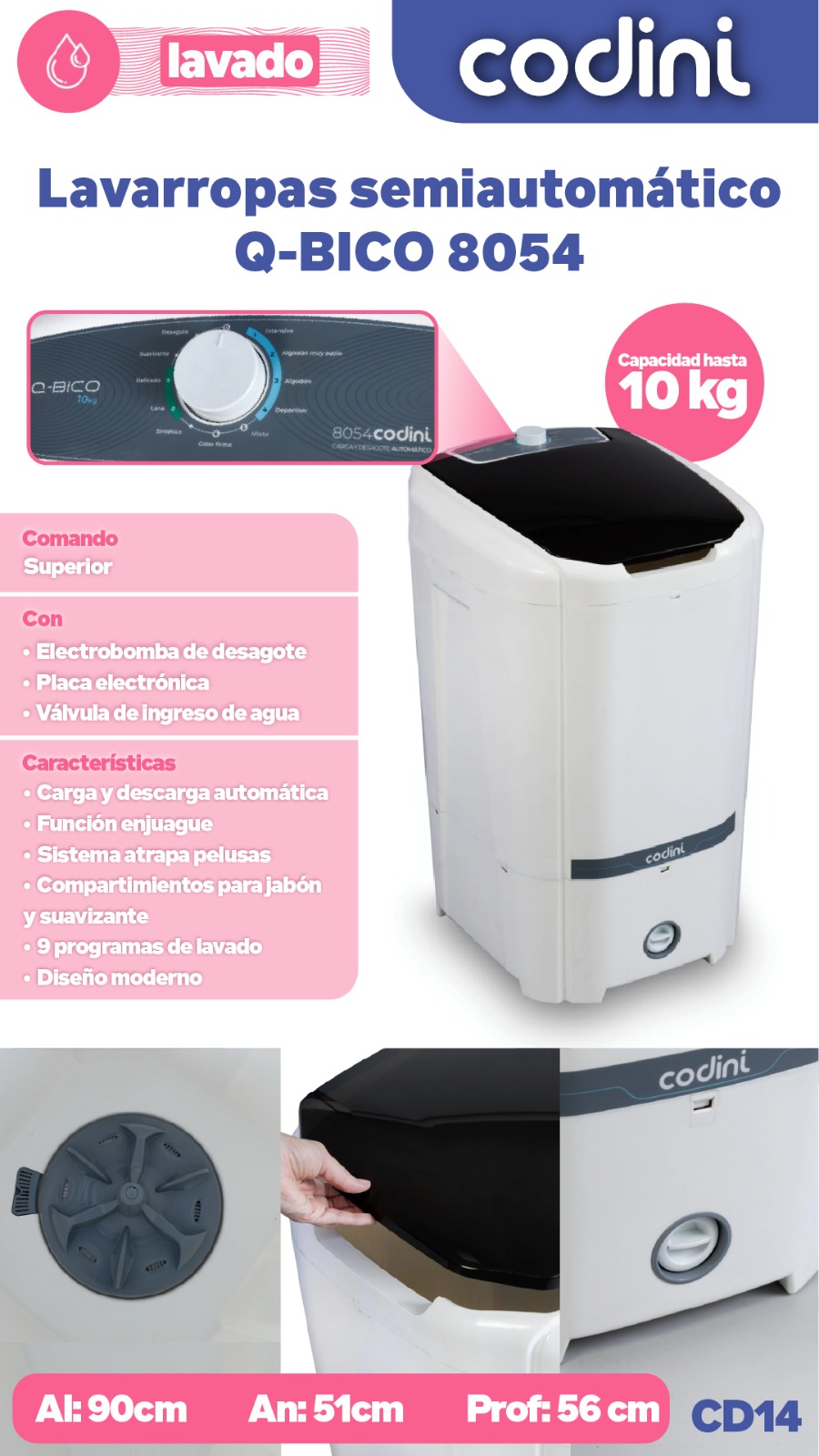 LAVARROPAS SEMI AUTOMATICO CODINI 10KG