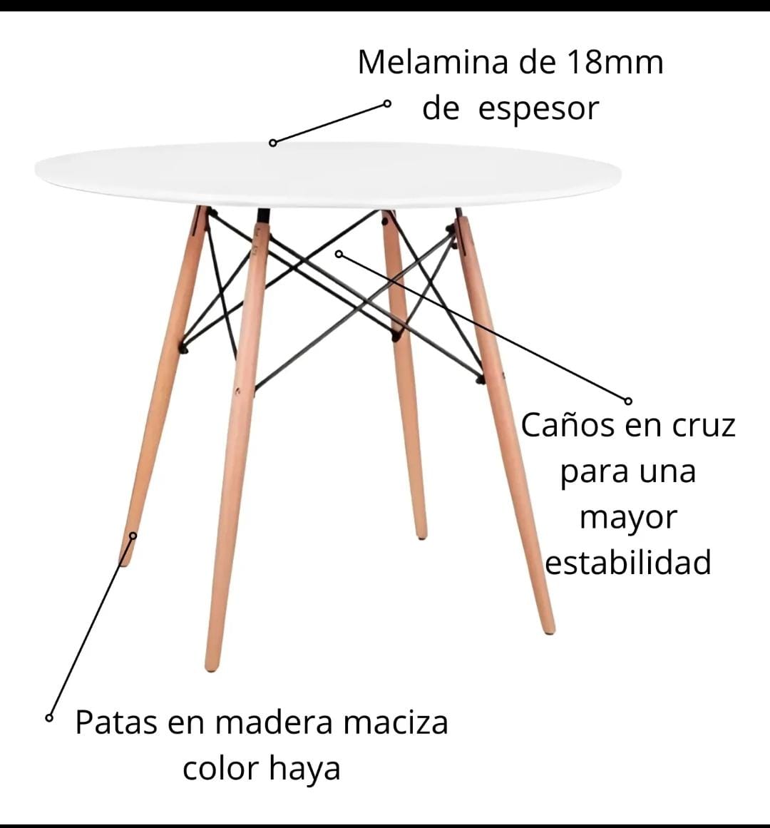 MESA EAMES BLANCA 120CM