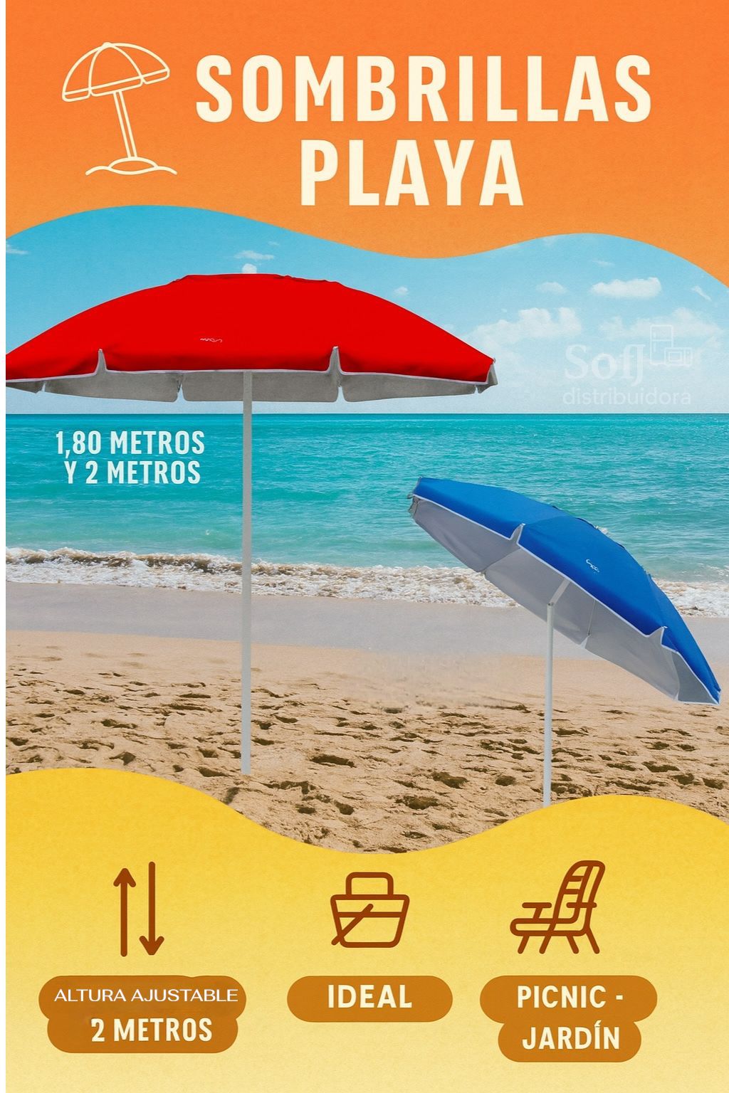 SOMBRILLA PLAYA 2.0 MTS
