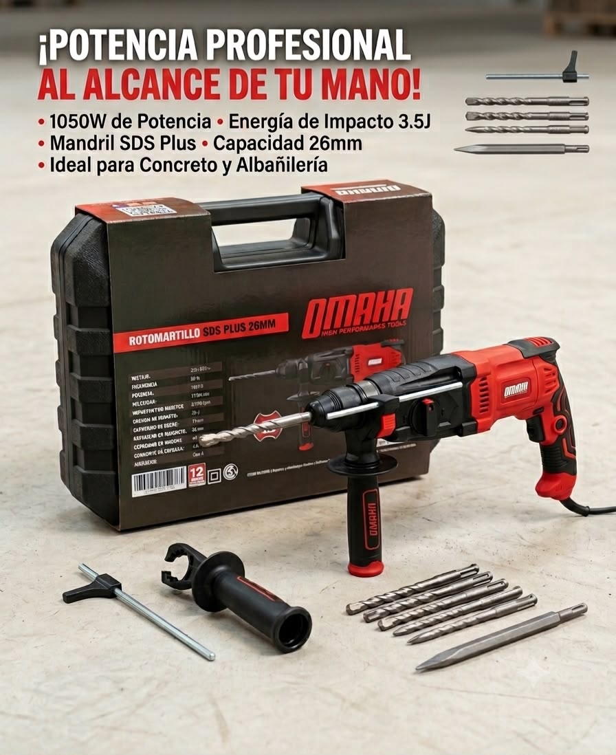 HERRAMIENTA ROTOMARTILLO OMAHA SDS PLUS 800W