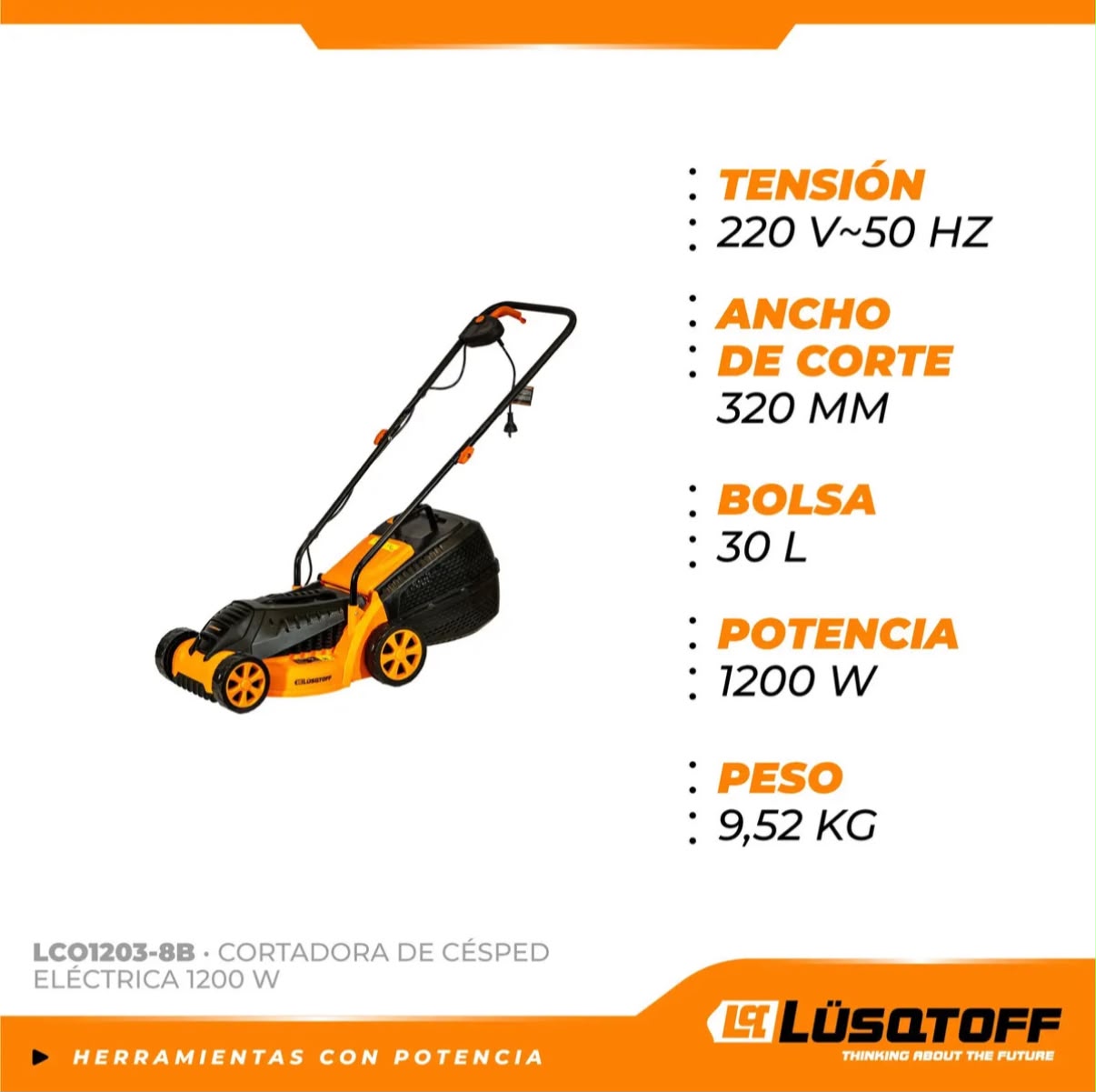 HERRAMIENTA CORTADORA DE CESPED ELECTRICA LUSQTOFF 1200W