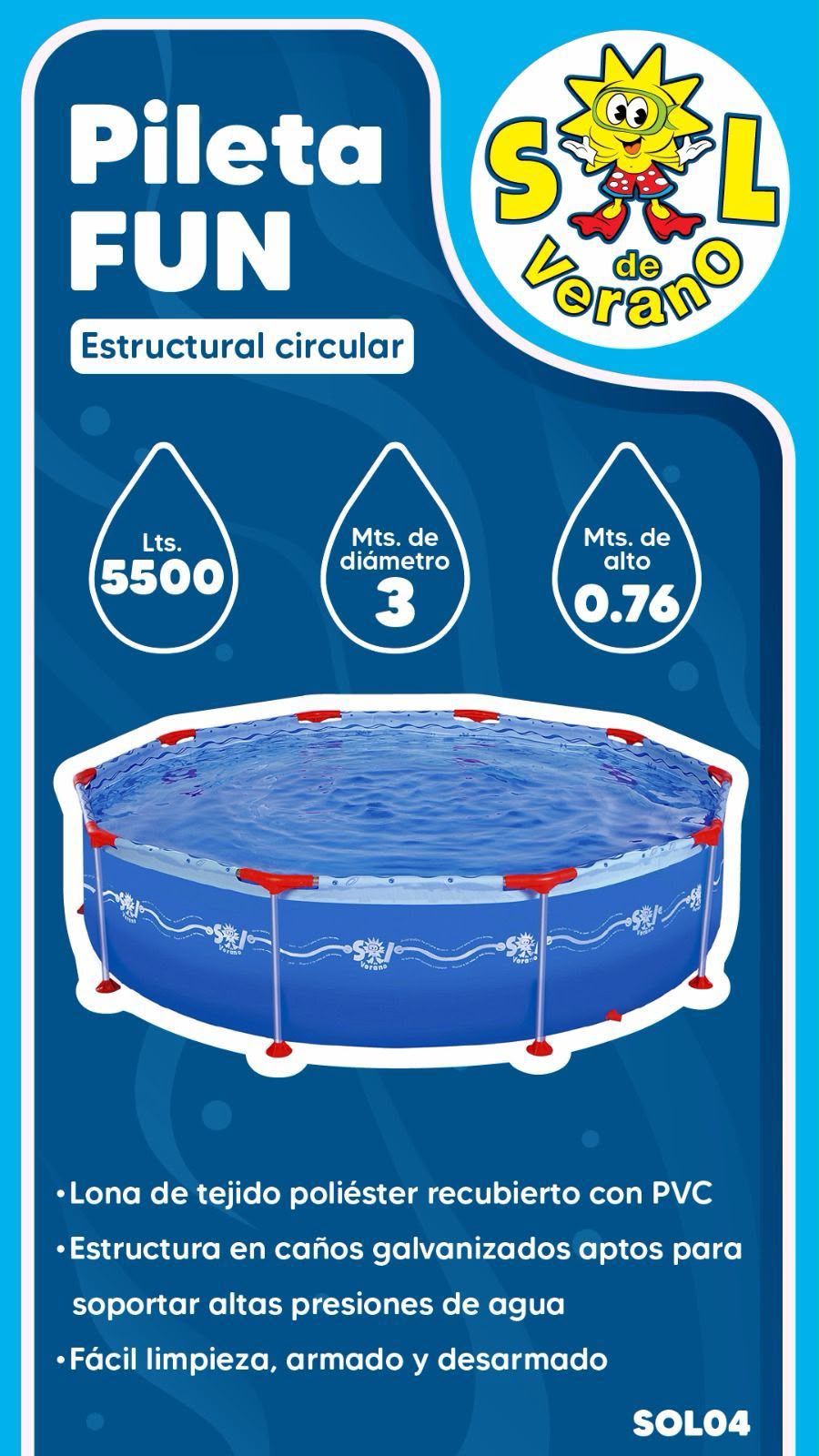 PILETA CIRCULAR SOL DE VERANO 5500L